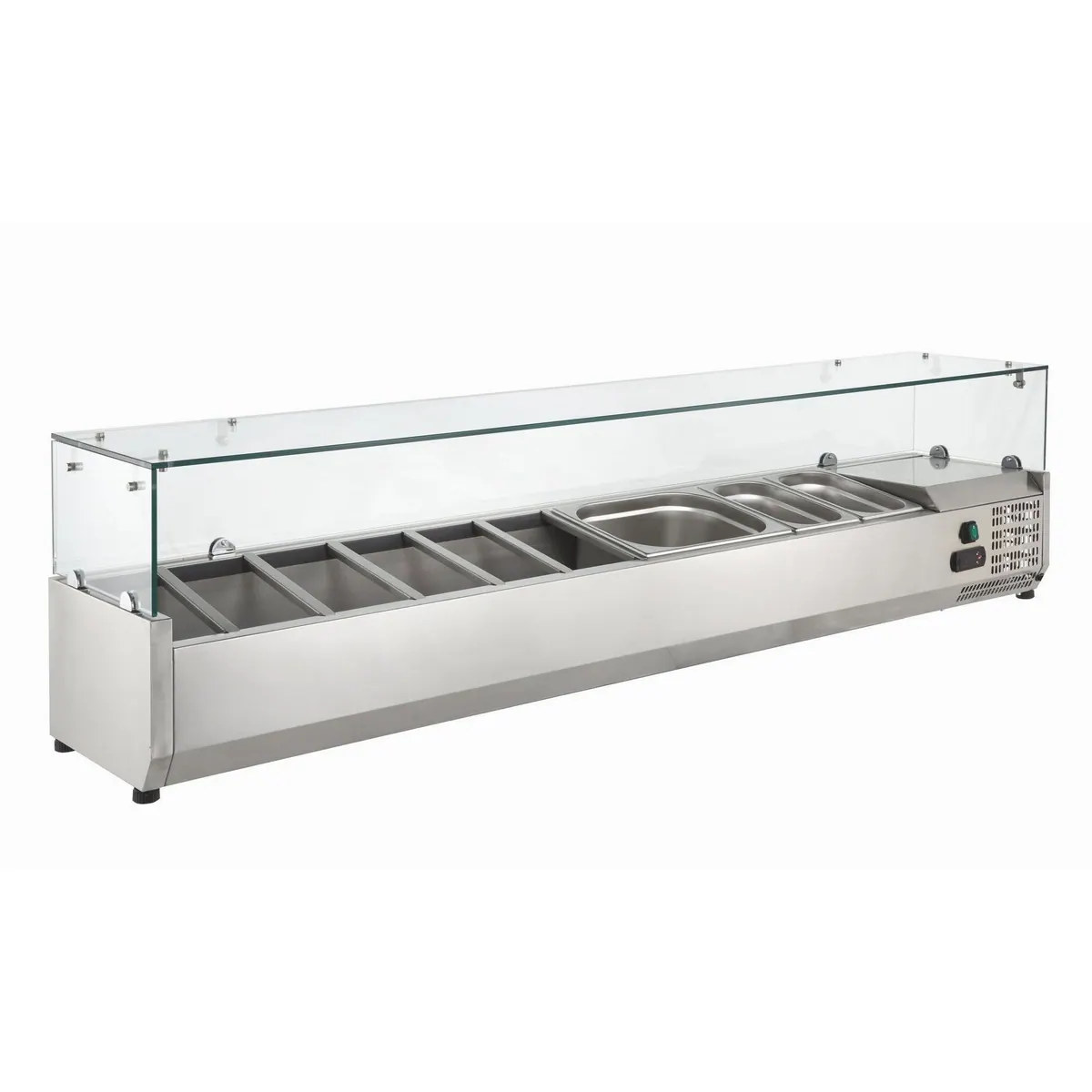 GastroHero Kühlaufsatz 180 cm, Edelstahl, 9 x GN 1/4, energiesparend