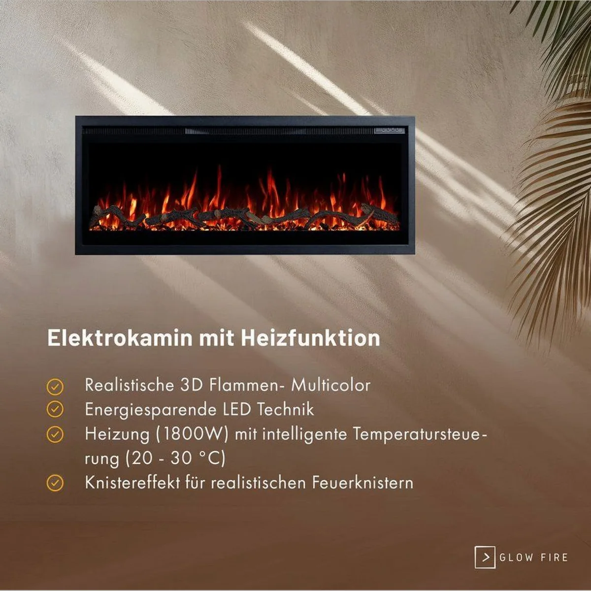GLOW FIRE Elektrokamin Core, 3D Feuer, Heizleistung bis 1800 W, APP Steuerung 3