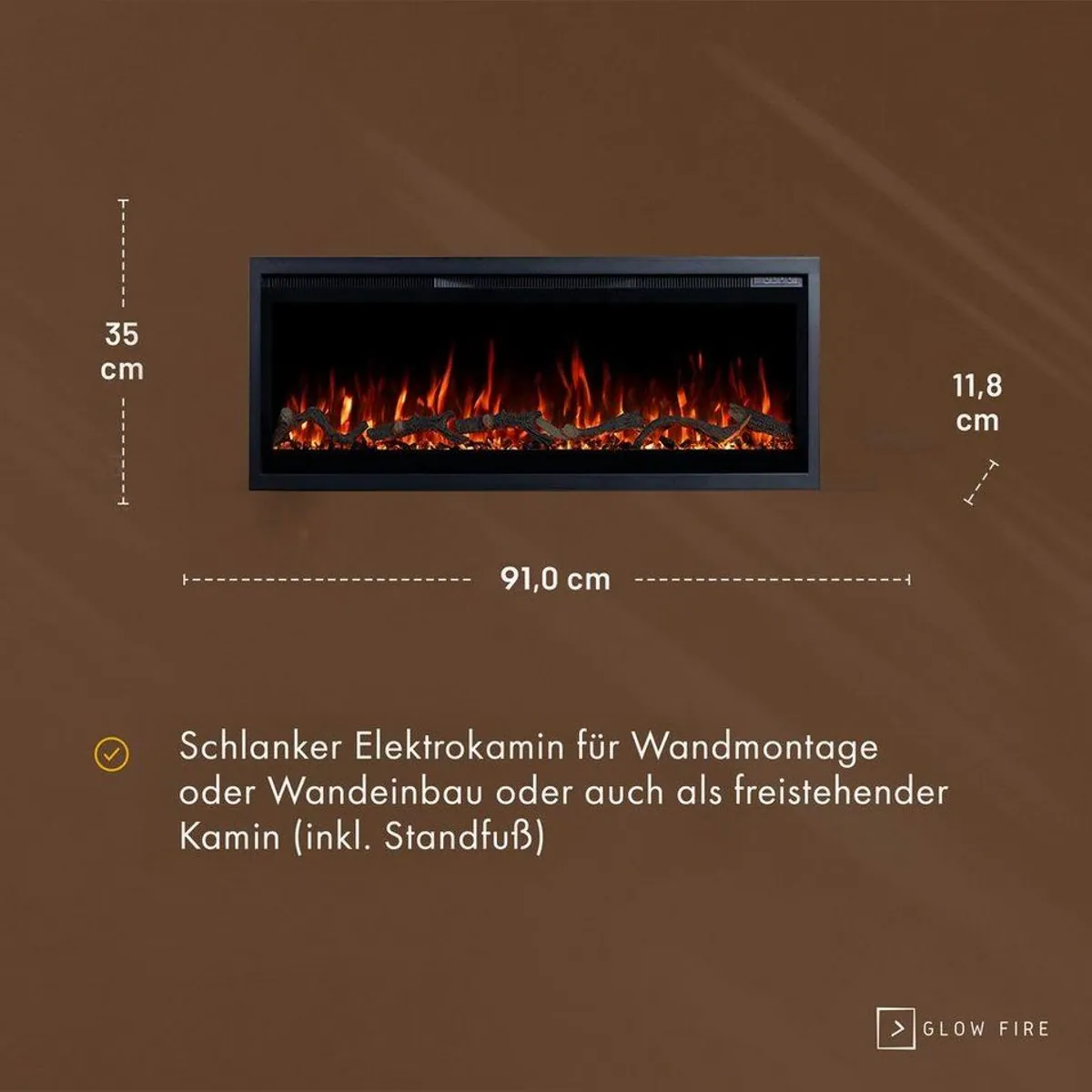GLOW FIRE Elektrokamin Core, 3D Feuer, Heizleistung bis 1800 W, APP Steuerung 4