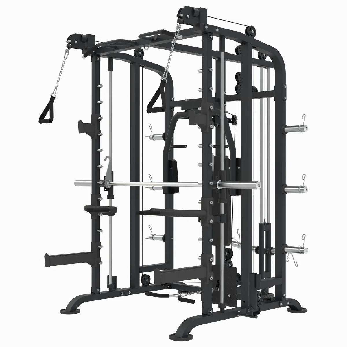GORILLA SPORTS Kraftstation, multifunktionale Smith Machine, bis 300 kg, mit Kabelzügen und Dip-Griffen
