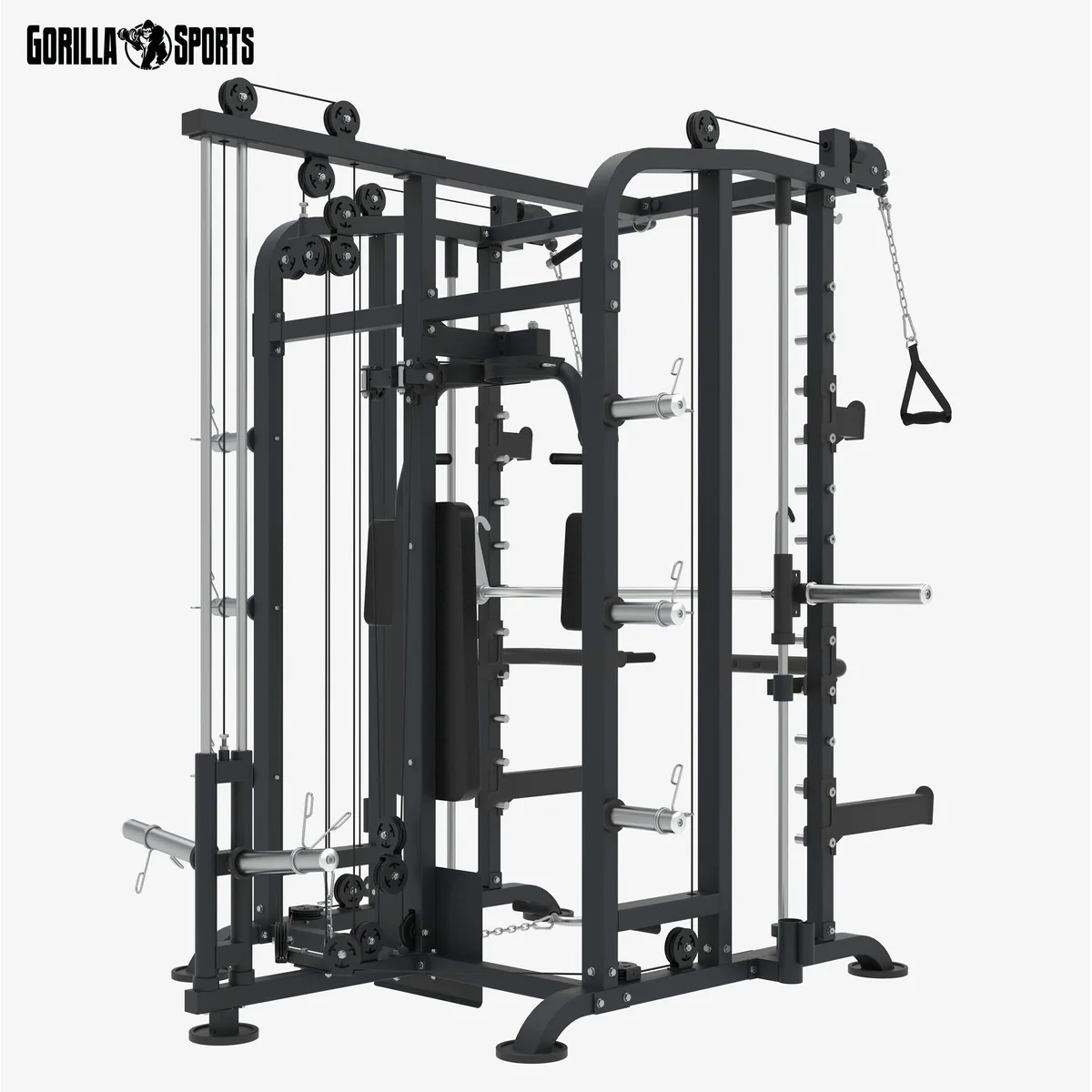 GORILLA SPORTS Kraftstation, multifunktionale Smith Machine, bis 300 kg, mit Kabelzügen und Dip-Griffen 2