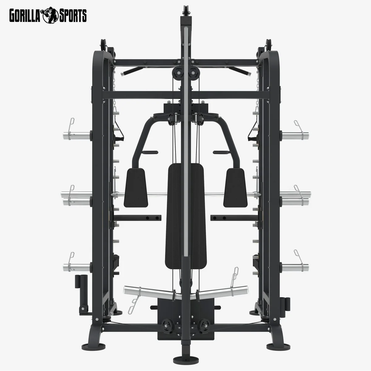 GORILLA SPORTS Kraftstation, multifunktionale Smith Machine, bis 300 kg, mit Kabelzügen und Dip-Griffen 4