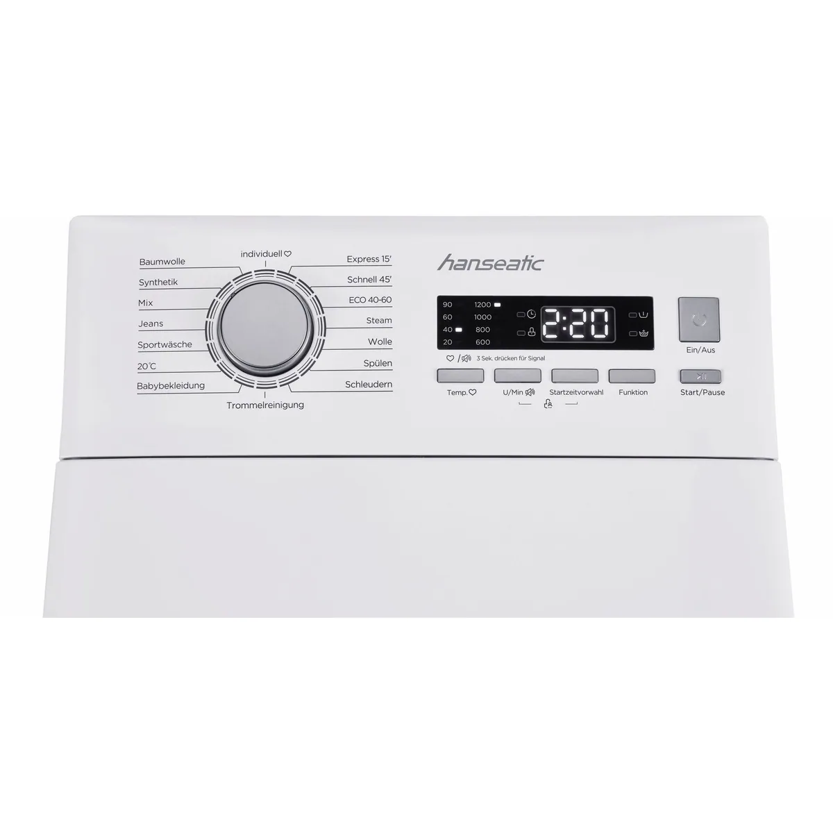 Hanseatic Toplader-Waschmaschine HTW7512A, 7,5 kg Fassungsvermögen, Energieeffizienzklasse A 3