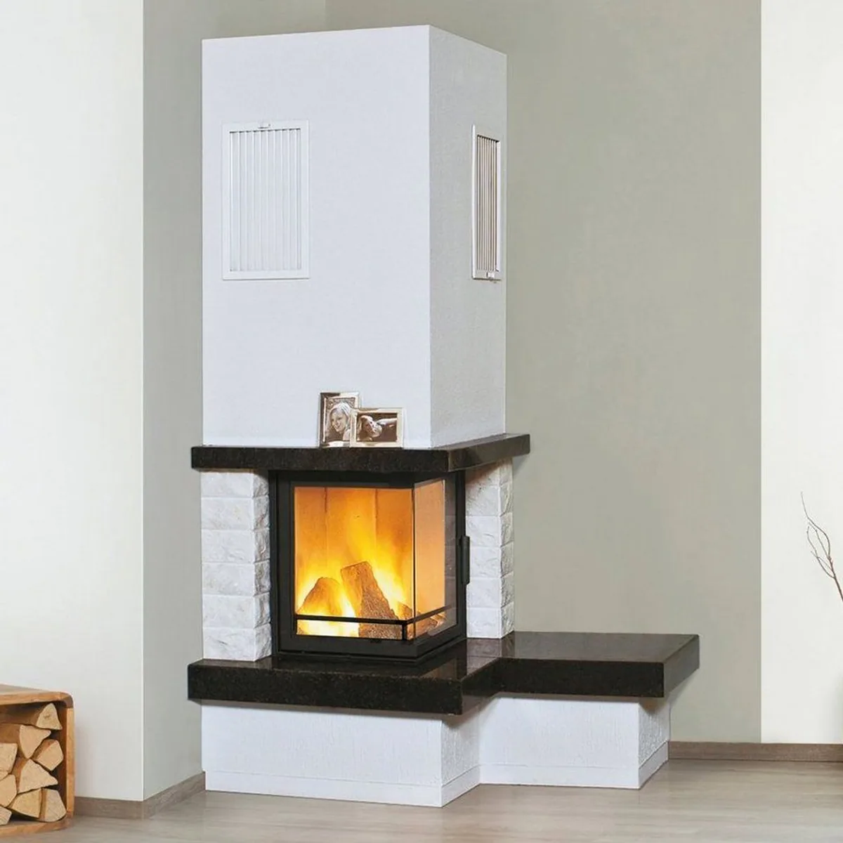 HARK Kaminbausatz Nebraska Bank Rechts, 8 kW, elegantes Design, große Sichtscheibe 2