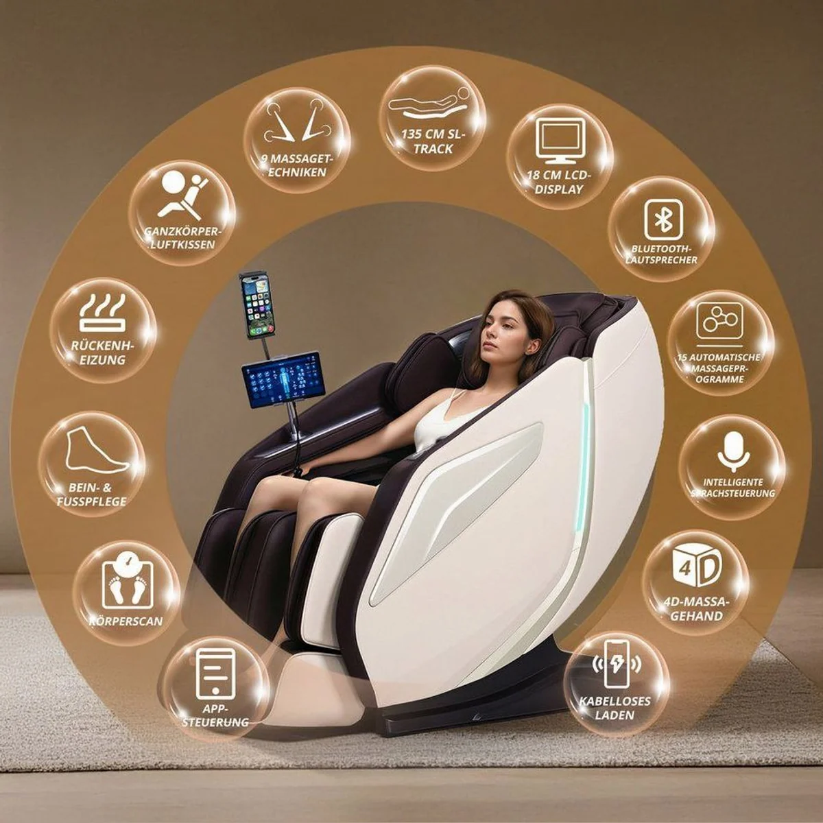 HealthRelife A337 Massagesessel, 15 Massage-Modi, Yoga-Stretching, SL-Track 2