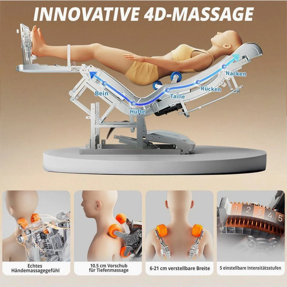 HealthRelife A337 Massagesessel, 15 Massage-Modi, Yoga-Stretching, SL-Track 3
