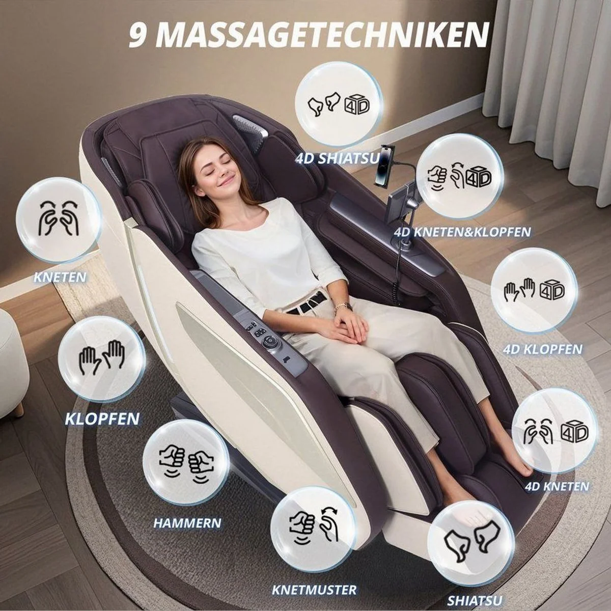HealthRelife A337 Massagesessel, 15 Massage-Modi, Yoga-Stretching, SL-Track 4