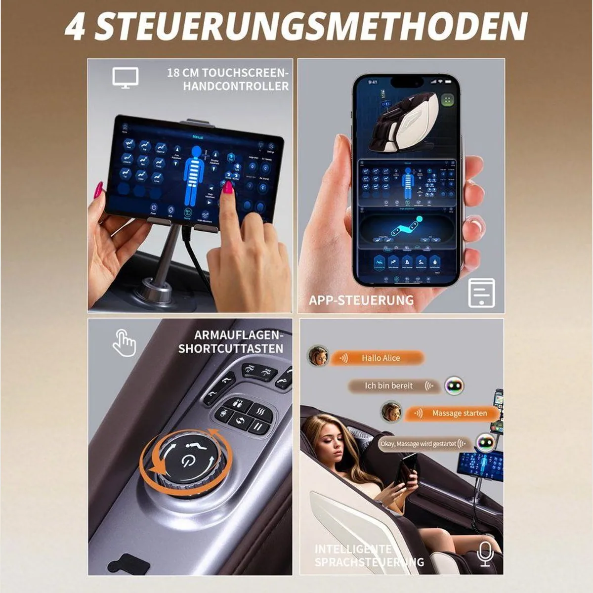 HealthRelife A337 Massagesessel, 15 Massage-Modi, Yoga-Stretching, SL-Track 5