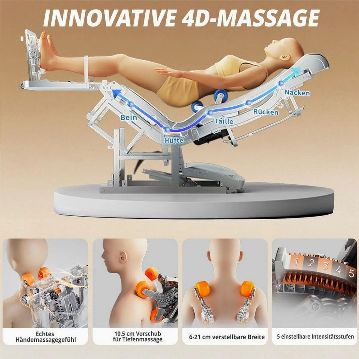 HealthRelife A337 Massagesessel, 15 Massage-Modi, Yoga-Stretching, SL-Track 3