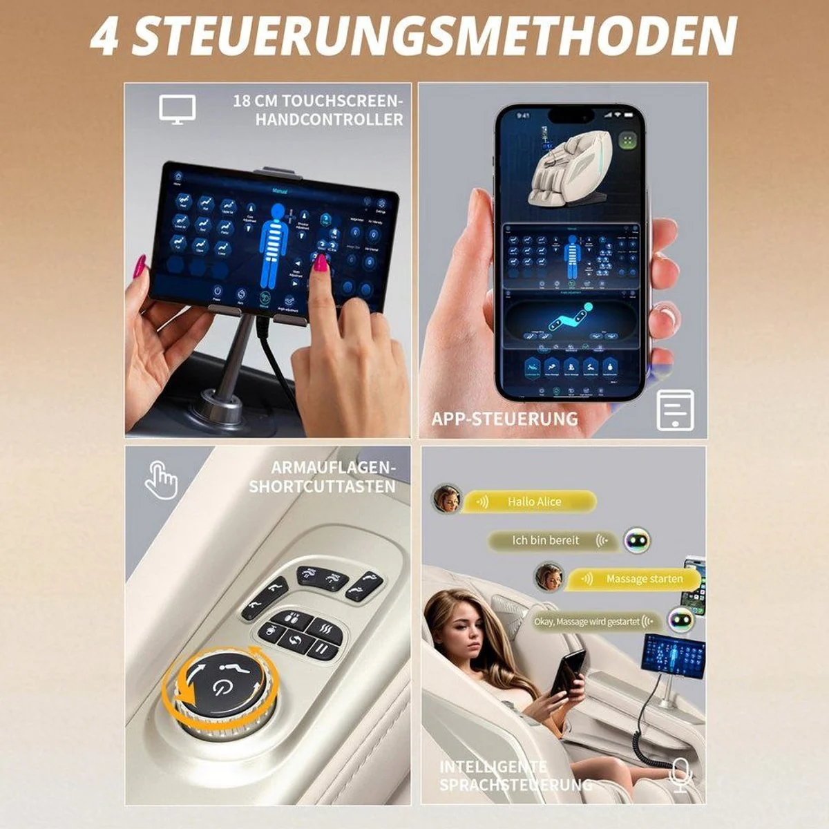 HealthRelife A337 Massagesessel, 15 Massage-Modi, Yoga-Stretching, SL-Track 5