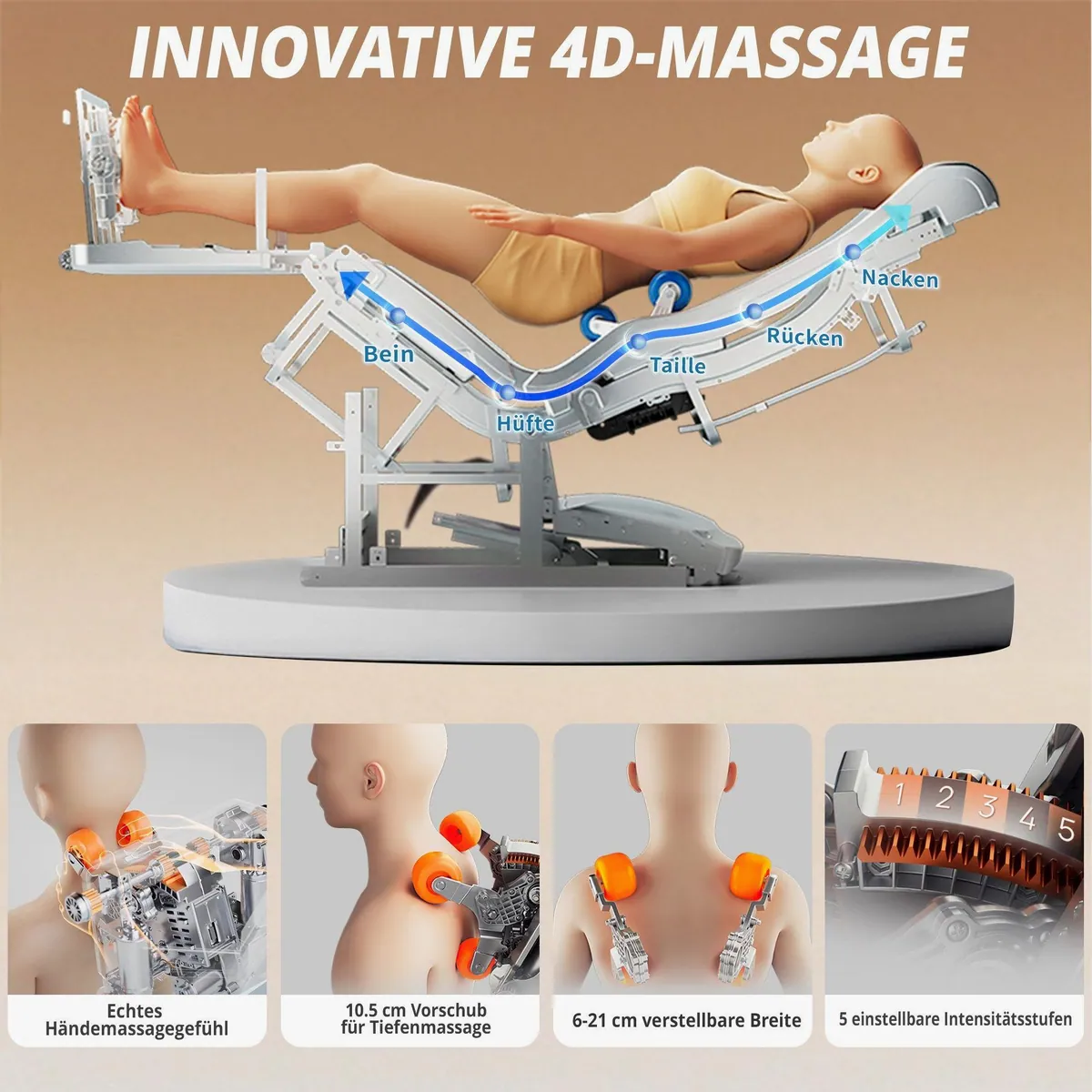 HealthRelife A337 Massagesessel, 15 Massage-Modi, Yoga-Stretching, 55 Zoll SL-Track 4