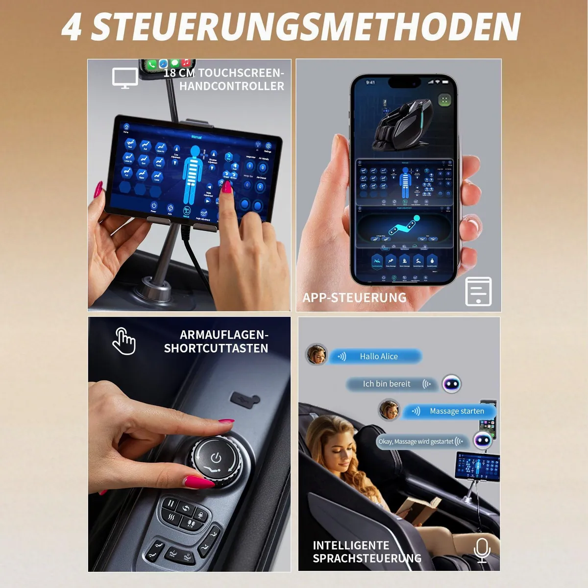 HealthRelife A337 Massagesessel, 15 Massage-Modi, Yoga-Stretching, 55 Zoll SL-Track 5