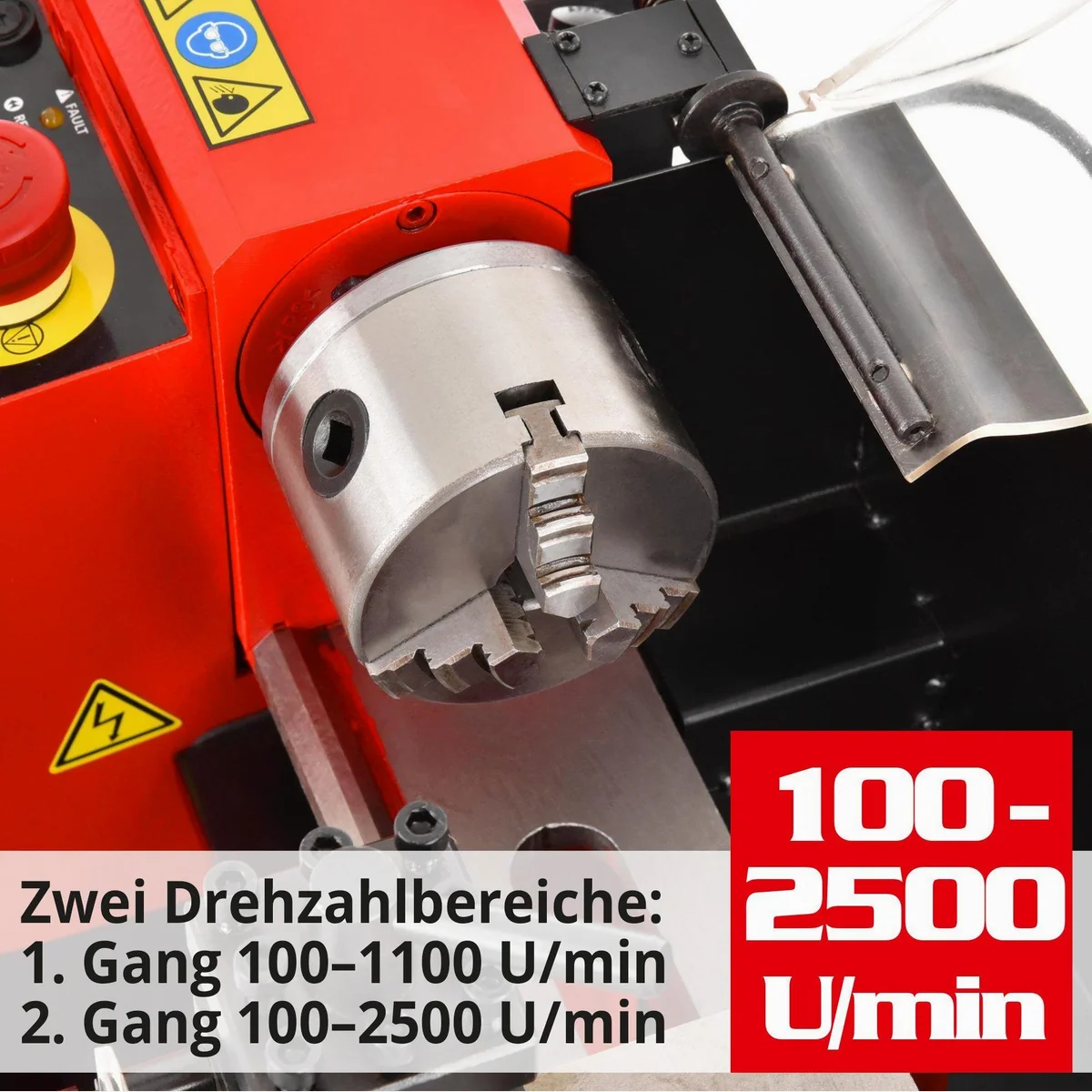 Hecht 8410 Mini-Drehbank, präzise Verarbeitung, kompakte Bauweise, leistungsstarker Motor 4