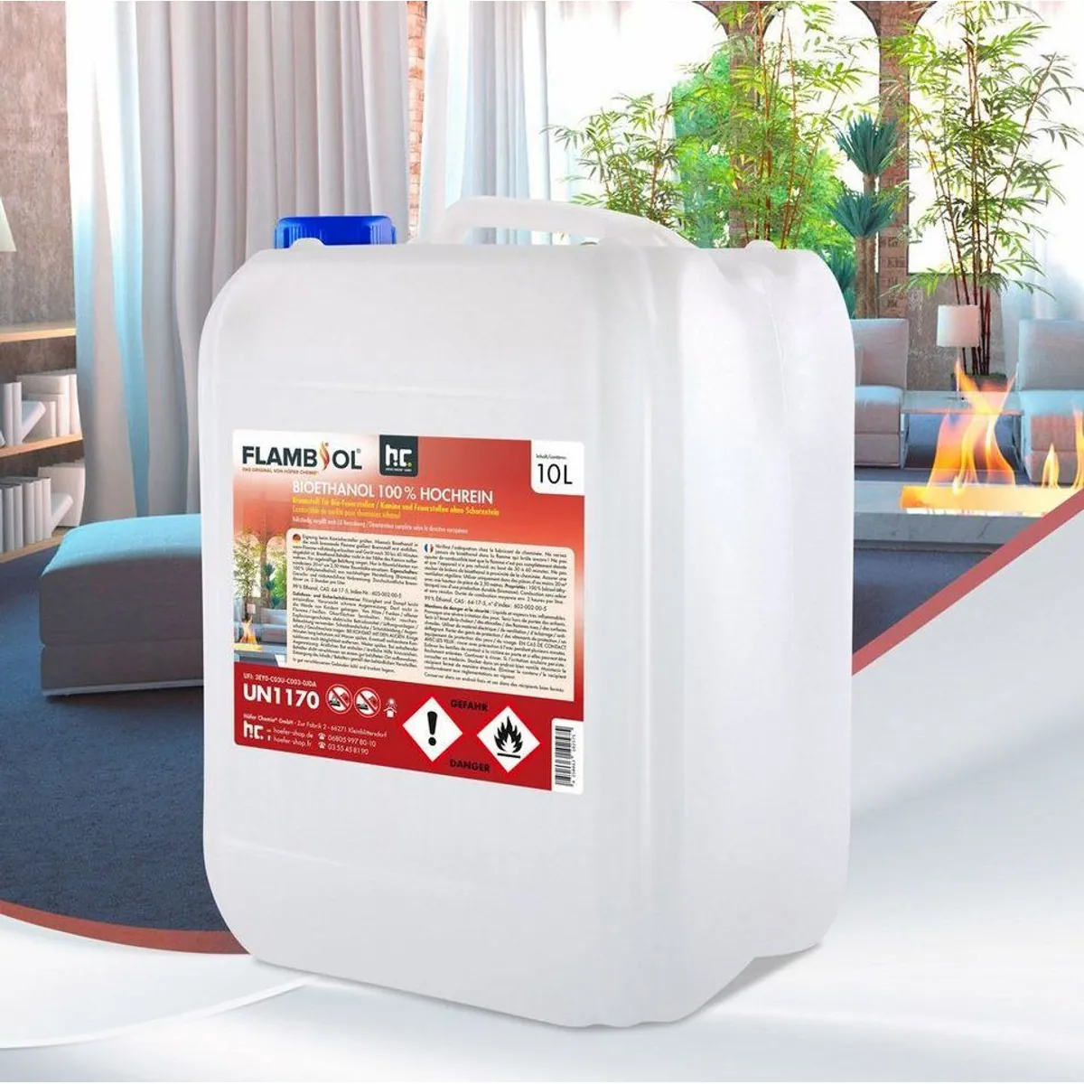 Höfer Chemie Bioethanol 100%, reiner Brennstoff für sauberes Feuer, 10 L 3