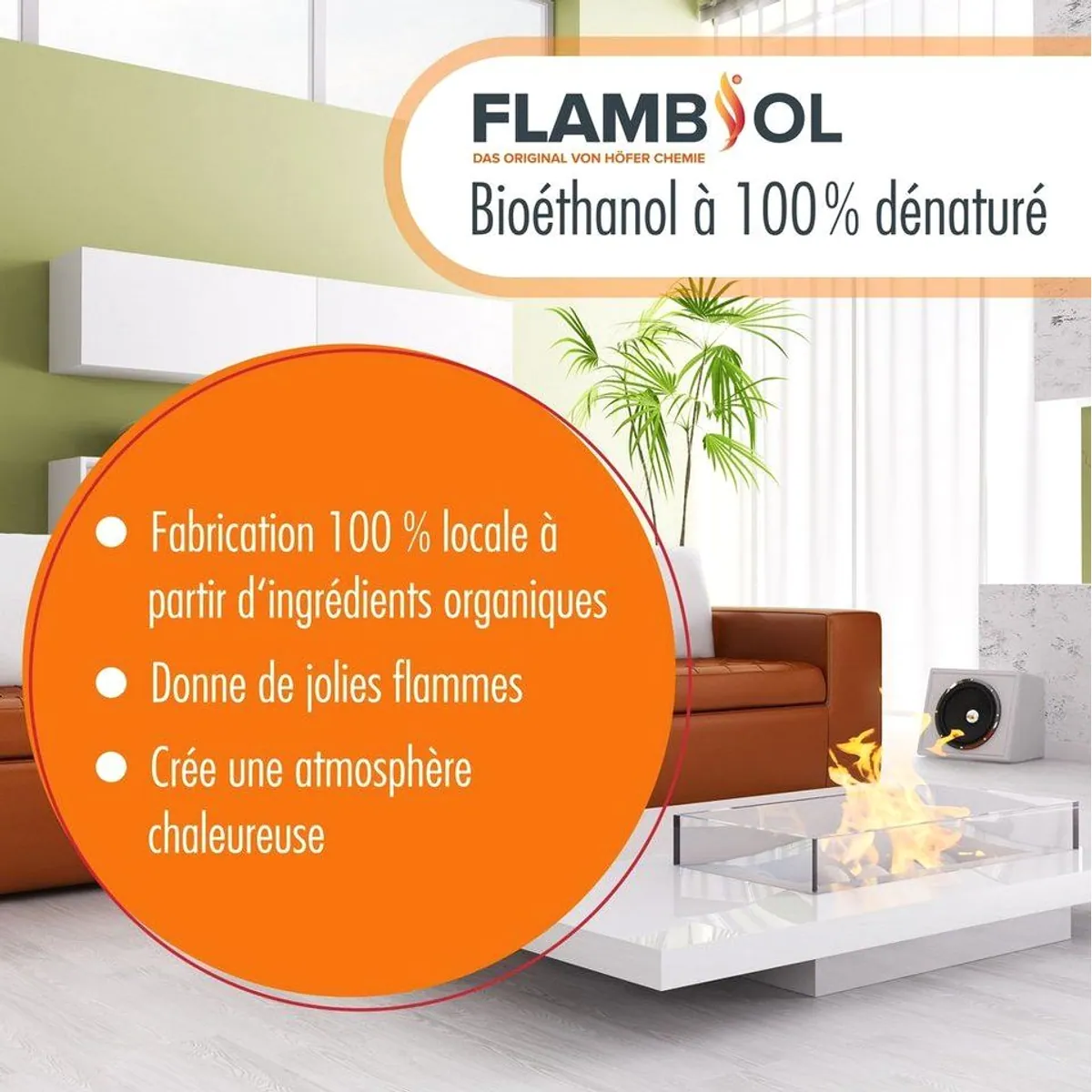 FLAMBIOL Bioethanol 96,6% Premium, 5L Kanister, geruchs- und rückstandsfrei 2