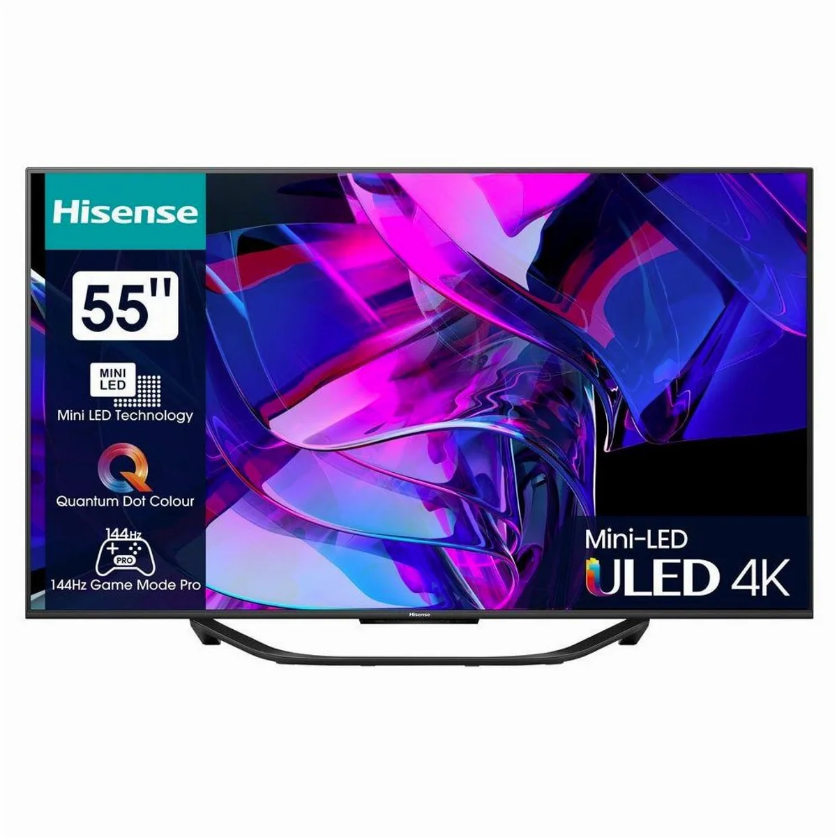 Hisense 55U7KQ Mini-LED-Fernseher, 4K Ultra HD, brillantes Bild, schlankes Design