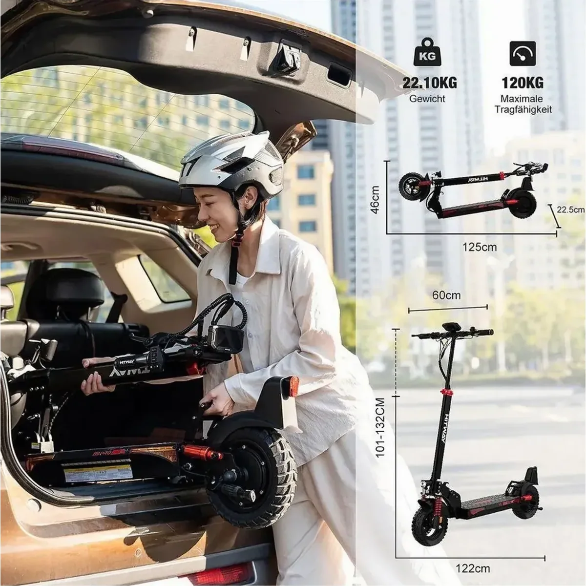 HITWAY E-Scooter 10", 500 W Motor, bis zu 120 km Reichweite 5