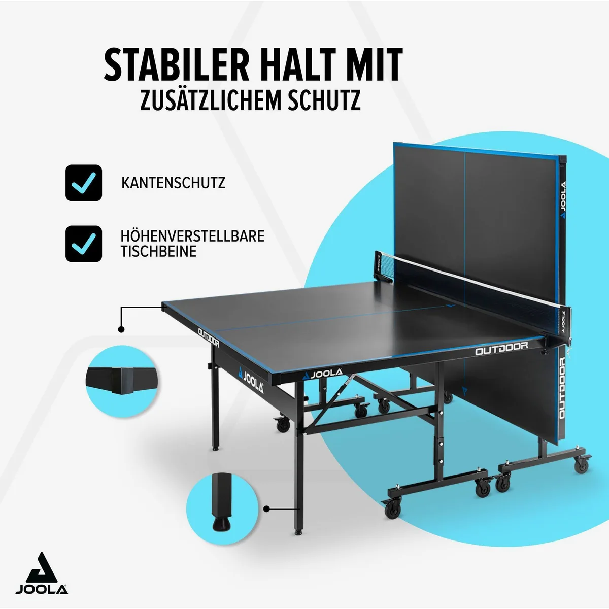 Joola Outdoor J200A Tischtennisplatte, transportabel, wetterfest, höhenverstellbar 2