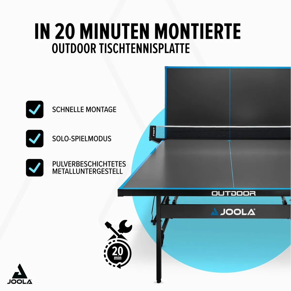 Joola Outdoor J200A Tischtennisplatte, transportabel, wetterfest, höhenverstellbar 4