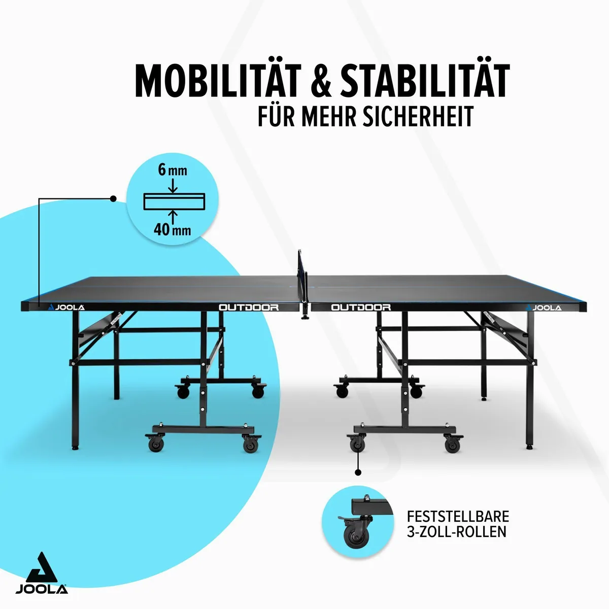 Joola Outdoor J200A Tischtennisplatte, transportabel, wetterfest, höhenverstellbar 5