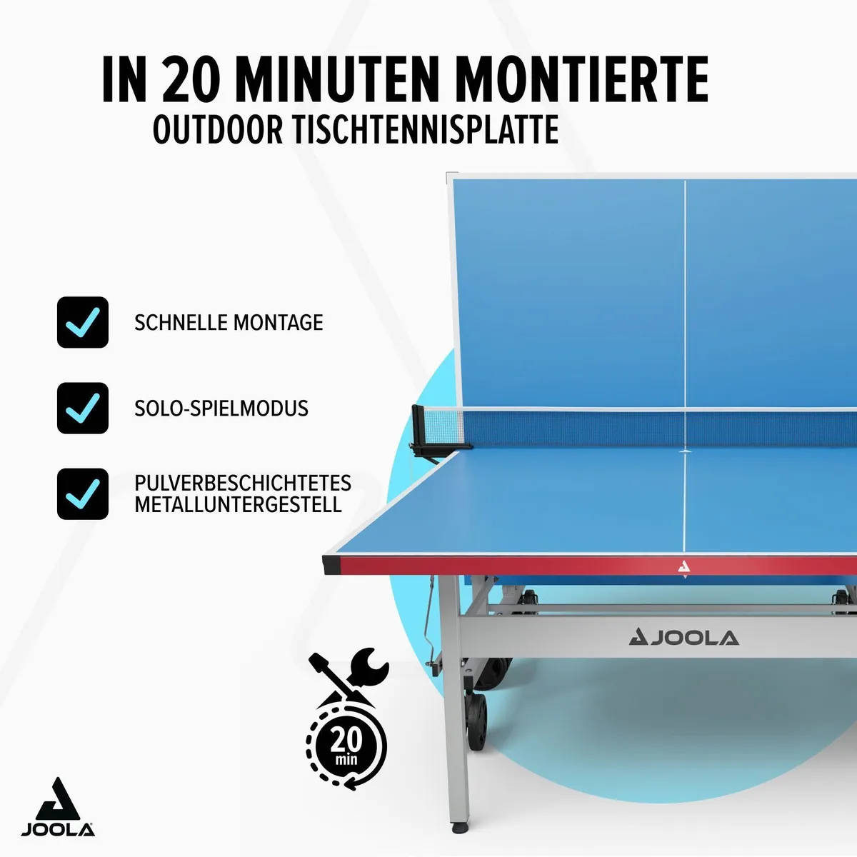 Joola Aluterna Tischtennisplatte, wetterfest, einfach zu transportieren, stabile Bauweise 4