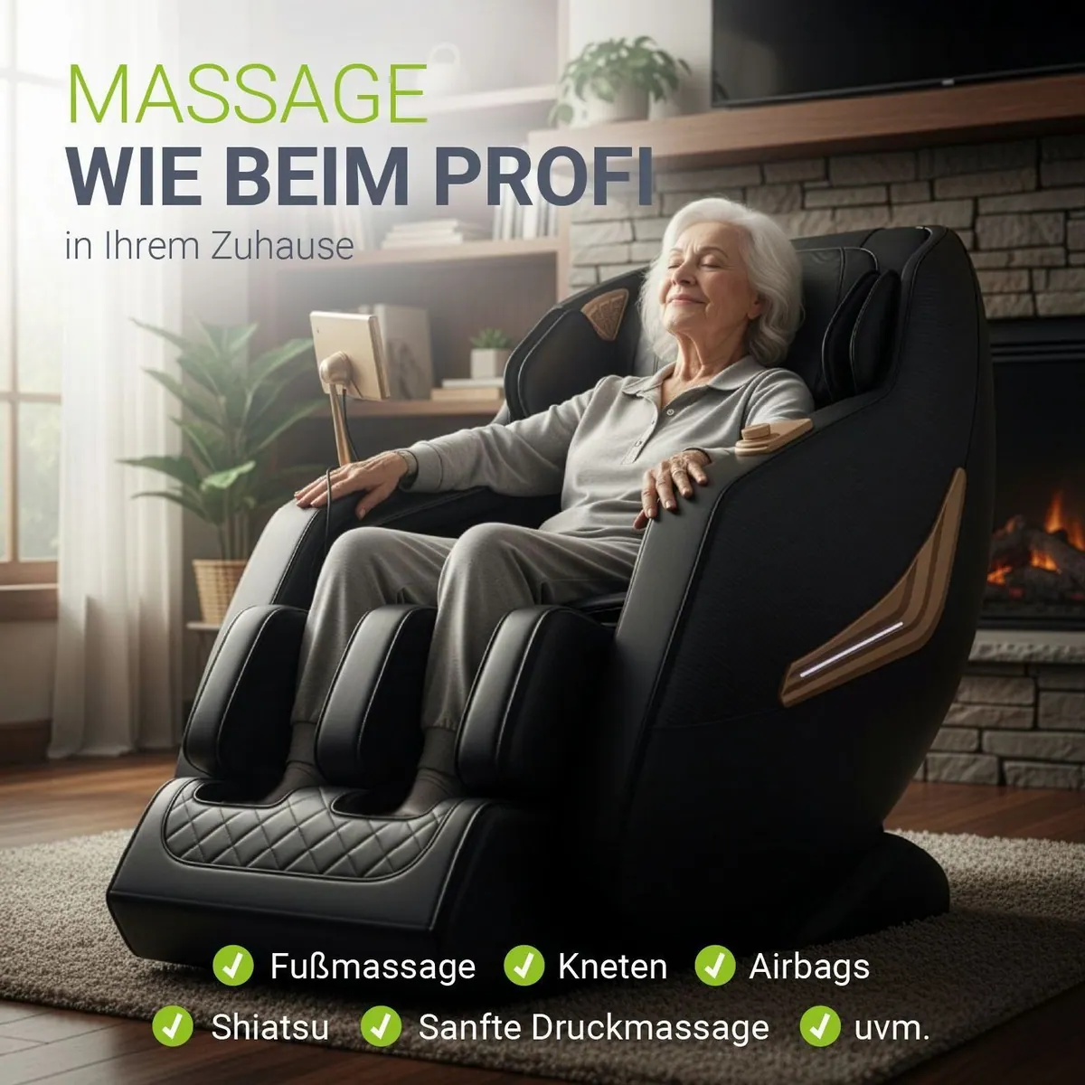 Juskys Massagesessel Paros, Ganzkörpermassage, SL-Track, Zero-Gravity 2