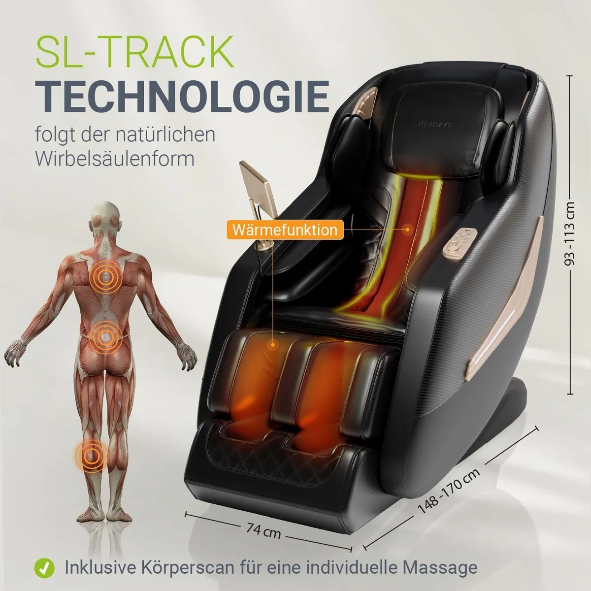 Juskys Massagesessel Paros, Ganzkörpermassage, SL-Track, Zero-Gravity 4