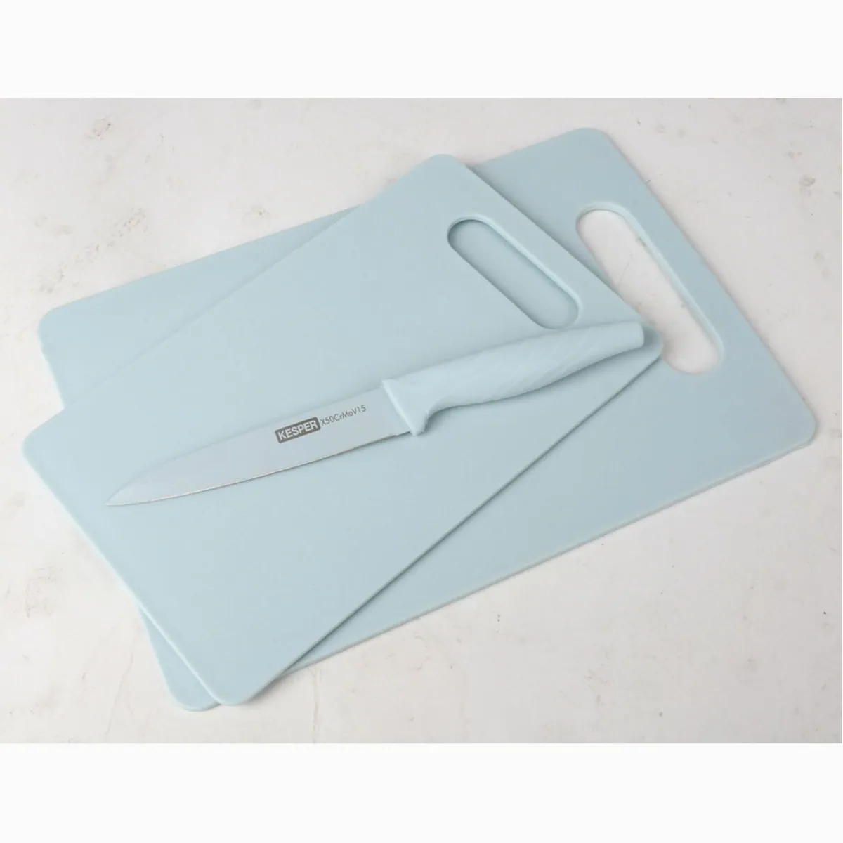 Kesper Schneidebrett Set, 3er Set mit Messer, vielseitig und platzsparend 3