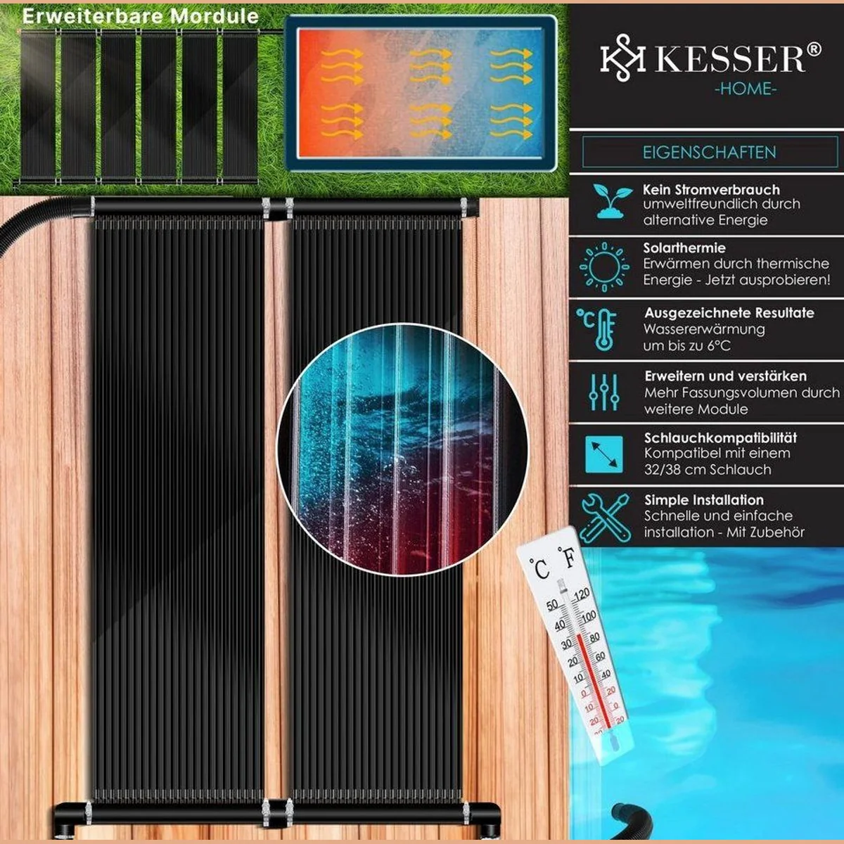 KESSER Solarheizmatte, vielseitig einsetzbar für Pools bis 24.000 Liter 2