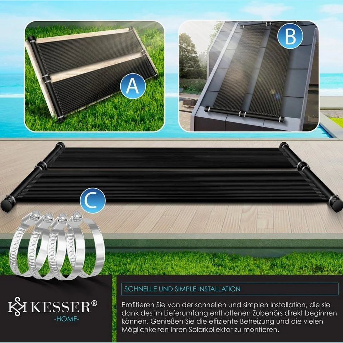 KESSER Solarheizmatte, vielseitig einsetzbar für Pools bis 24.000 Liter 4