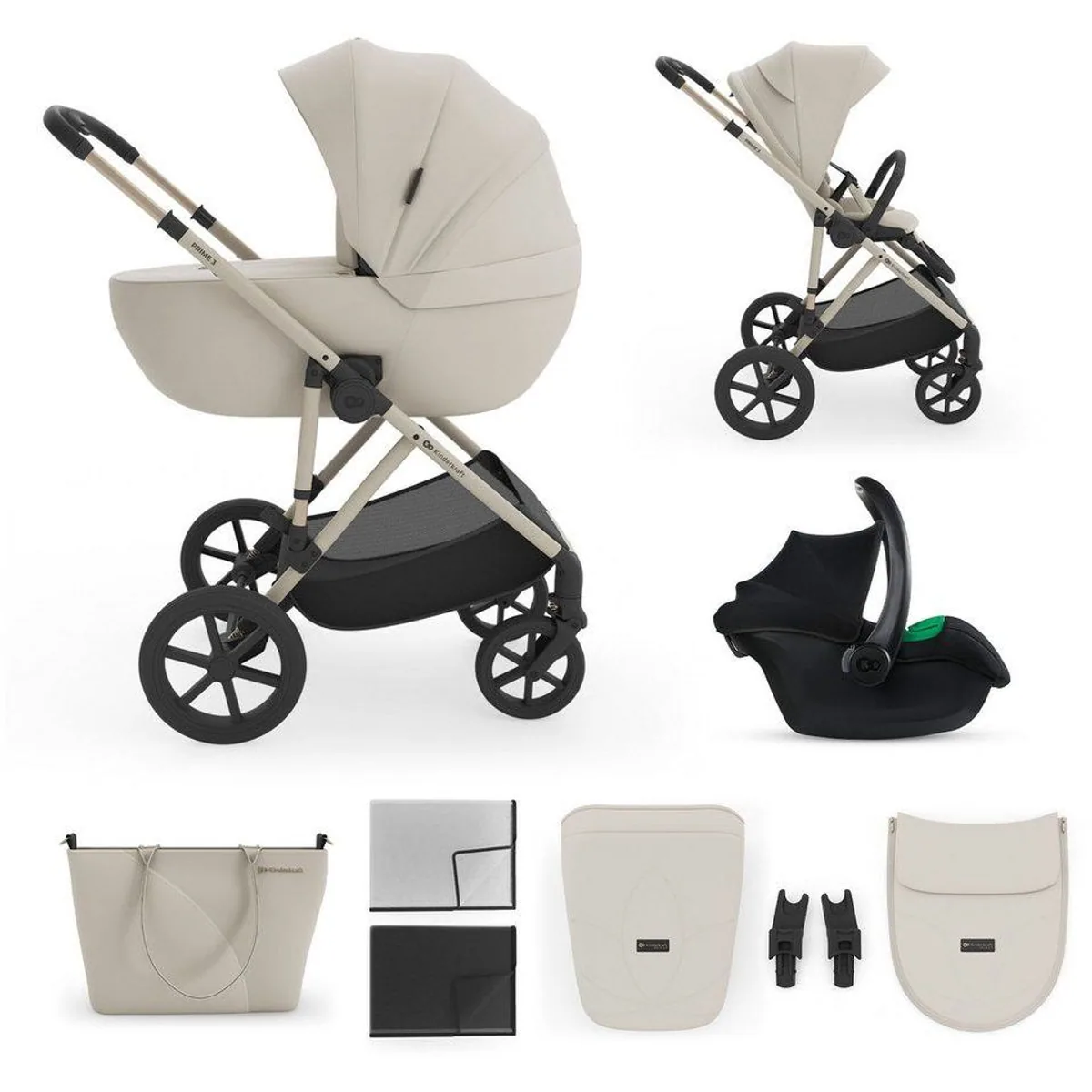Kinderkraft PRIME 3in1 Kombi-Kinderwagen, vielseitig einsetzbar & sicher