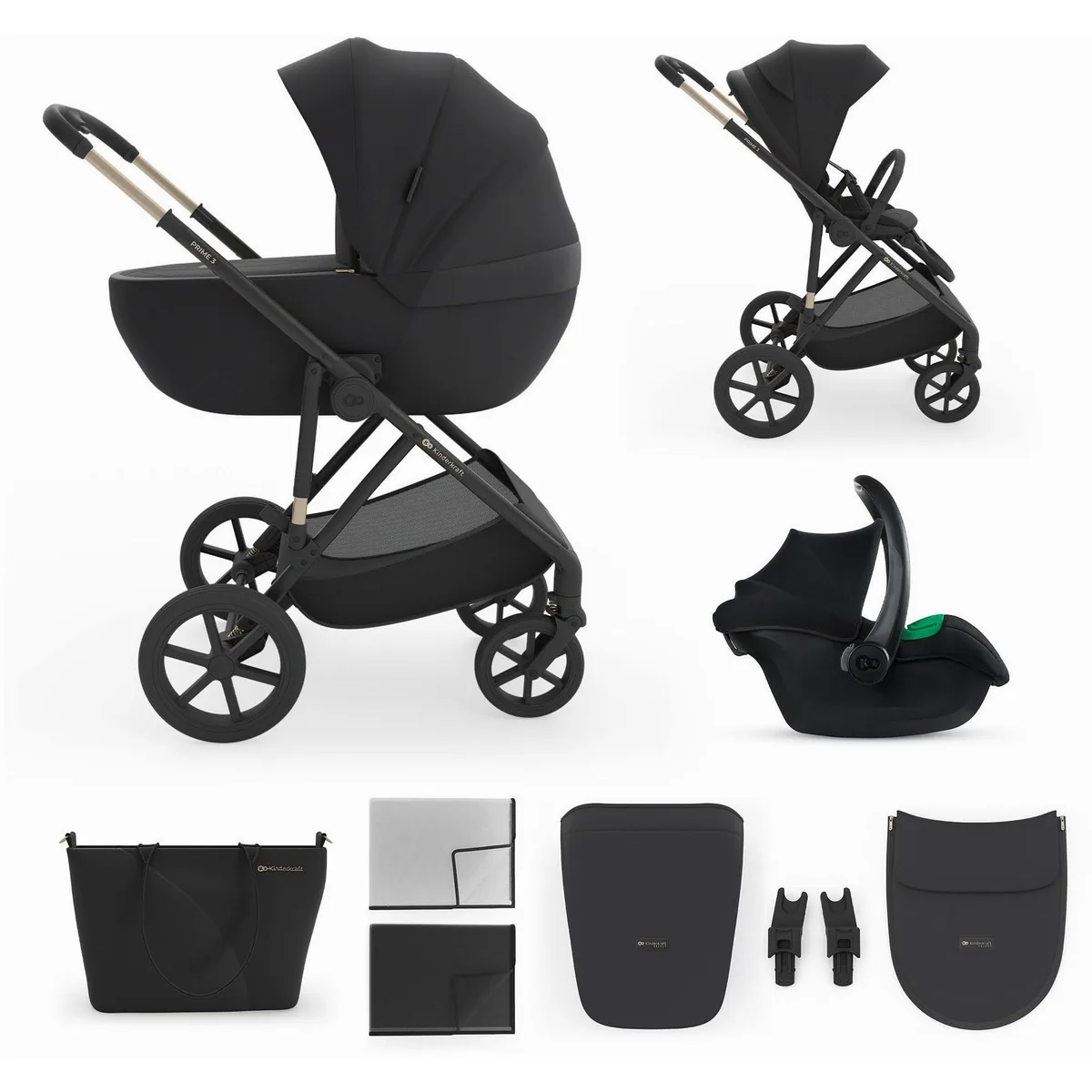 Kinderkraft PRIME 3in1 Kombi-Kinderwagen, vielseitig, sicher, komfortabel