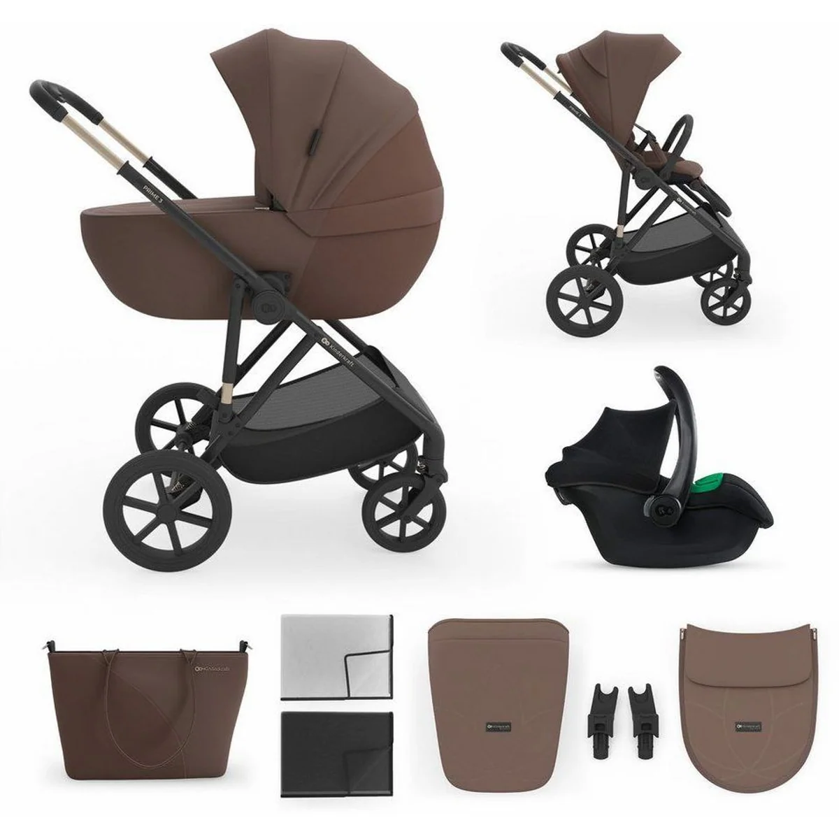 Kinderkraft PRIME 3in1 Kombi-Kinderwagen, vielseitig einsetzbar, sicher und komfortabel