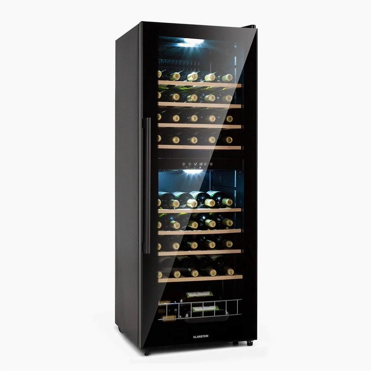 Klarstein Barossa 54 Duo Weinkühlschrank, 2 Zonen, 54 Flaschen — flüsterleise, UV-Schutzglas, Anti-Vibrationslagerung
