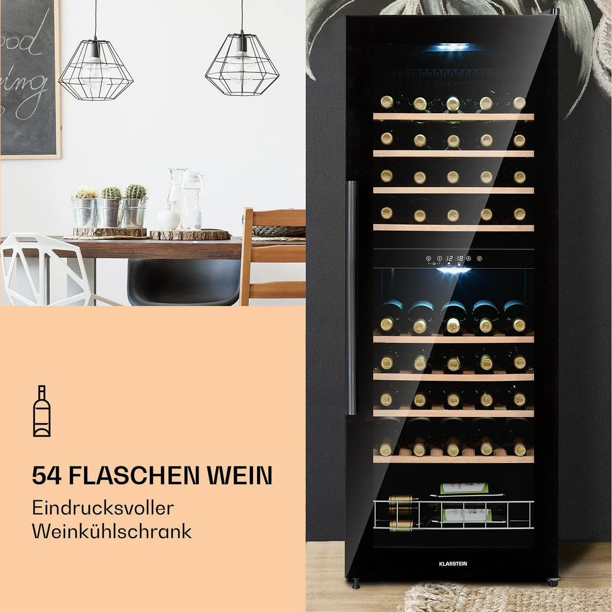 Klarstein Barossa 54 Duo Weinkühlschrank, 2 Zonen, 54 Flaschen — flüsterleise, UV-Schutzglas, Anti-Vibrationslagerung 2