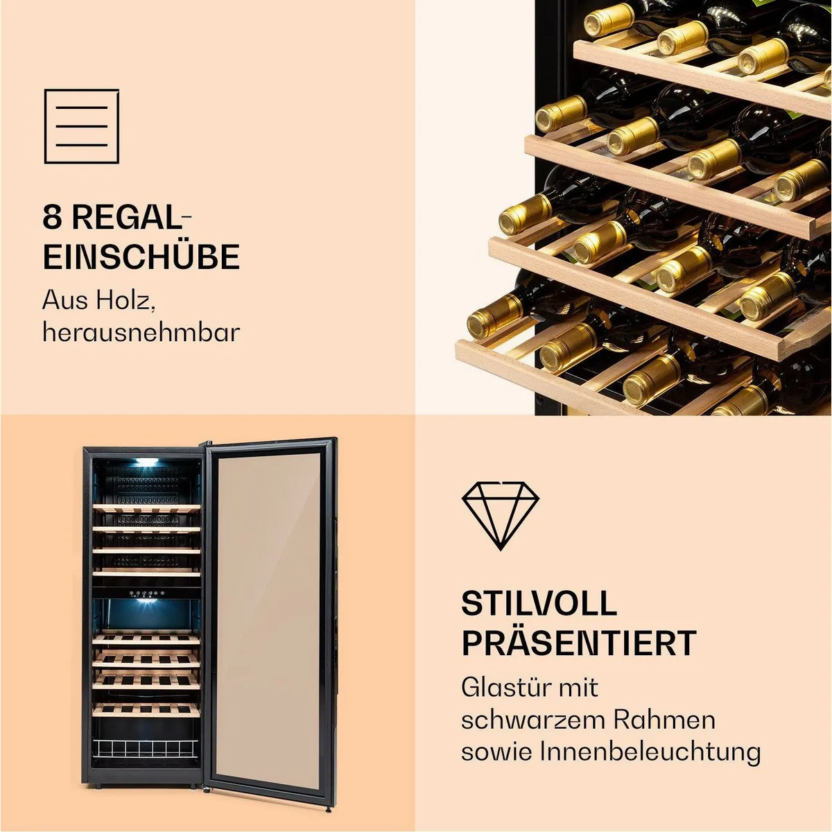 Klarstein Barossa 54 Duo Weinkühlschrank, 2 Zonen, 54 Flaschen — flüsterleise, UV-Schutzglas, Anti-Vibrationslagerung 4