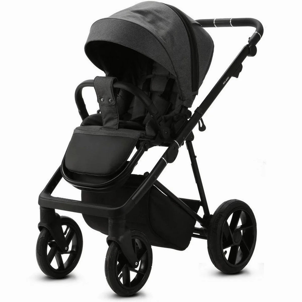 Knirpsenland Milano Kombi-Kinderwagen, 2-in-1, One-Klick-System, gefederte Luftkammer-Räder 3