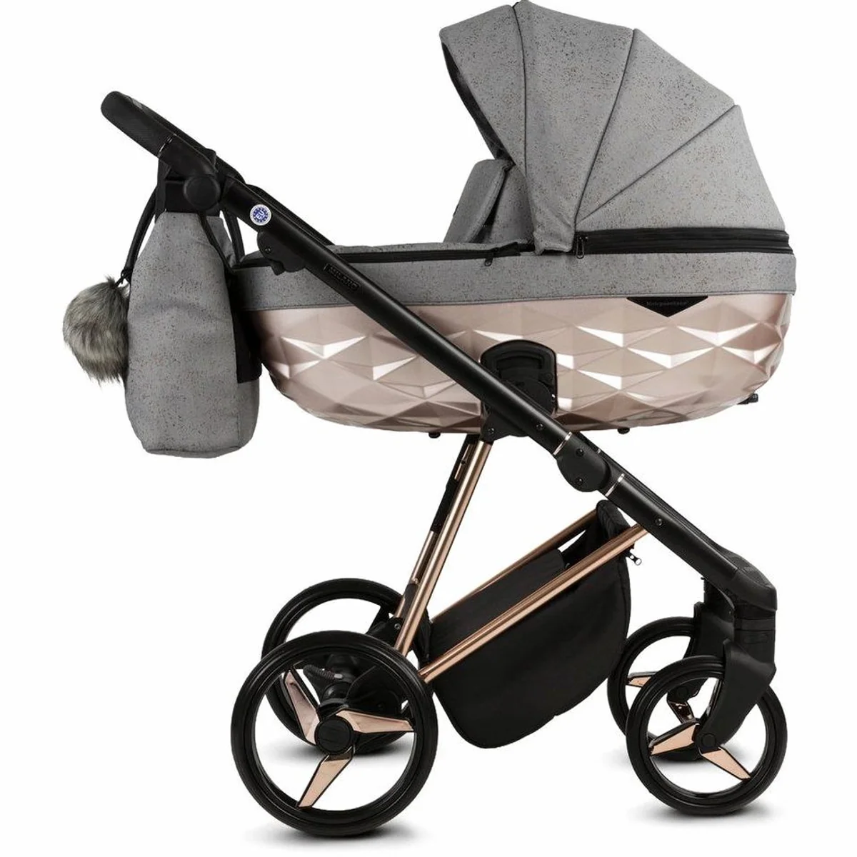 Knirpsenland Milano Kombi-Kinderwagen, 2in1 mit Wickeltasche, hohe Sicherheit durch One-Klick-System