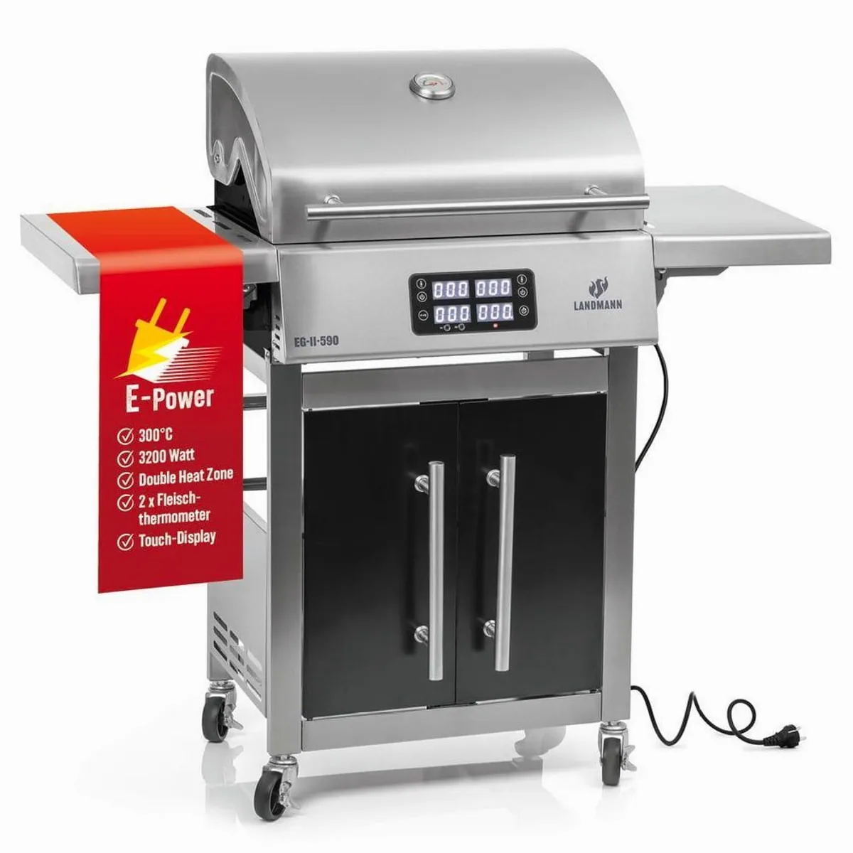Landmann VOLTRIS Elektro-Grillwagen, 3200 W, präzise Temperaturkontrolle, zwei Fleischthermometer