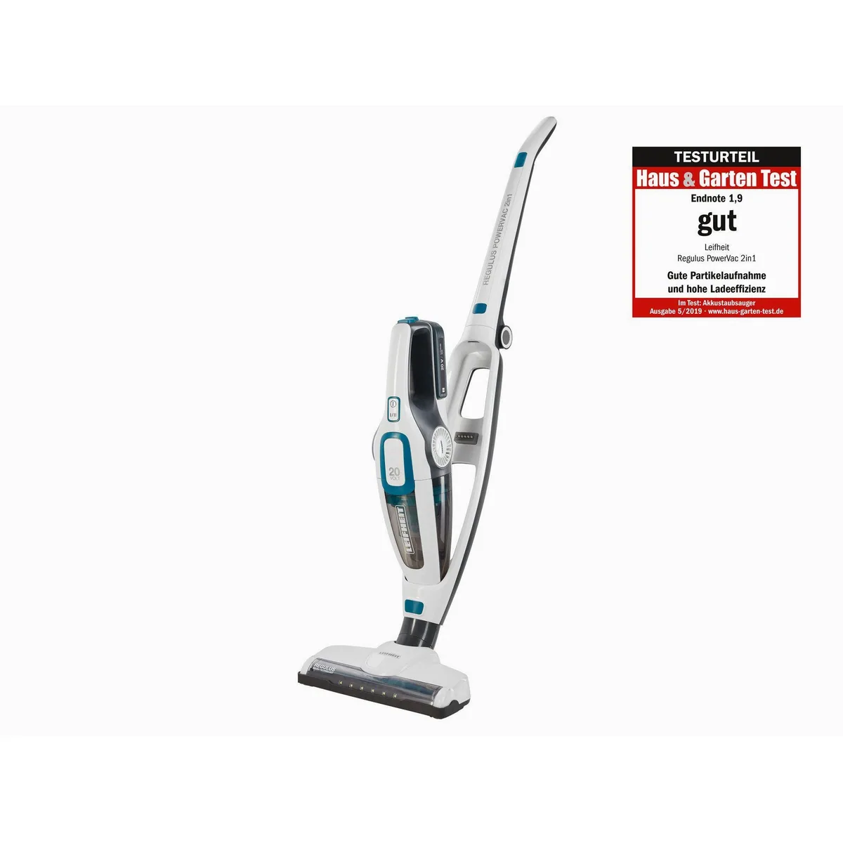 Leifheit Regulus PowerVac 2in1, kabelloser Akku-Staubsauger, 40 Min. Laufzeit, beutellos 2