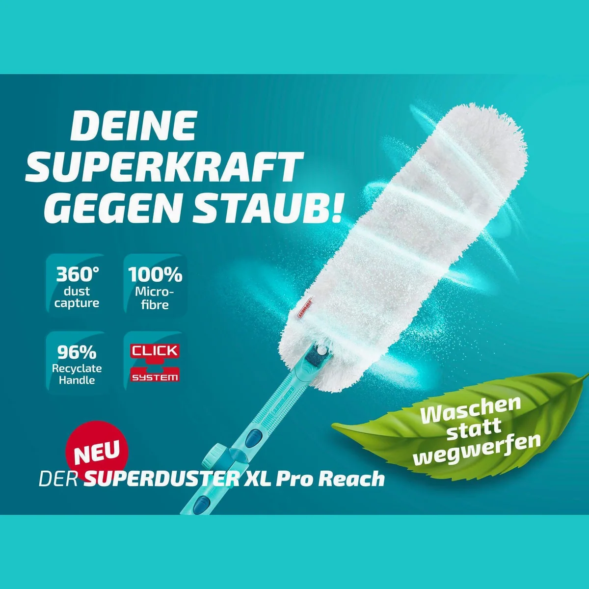 Leifheit SUPERDUSTER XL Pro Reach, 360°-Mikrofaser, Click-System, ergonomischer Griff 4