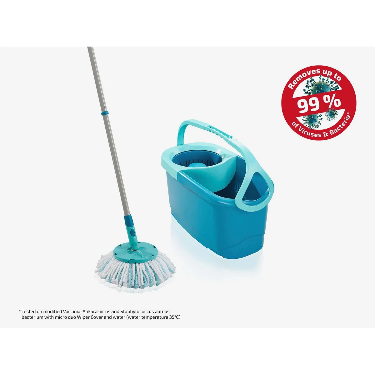 Leifheit CLEAN TWIST Disc Mop Ergo, 360° Gelenk, Teleskopstiel, müheloses Ausschleudern 2