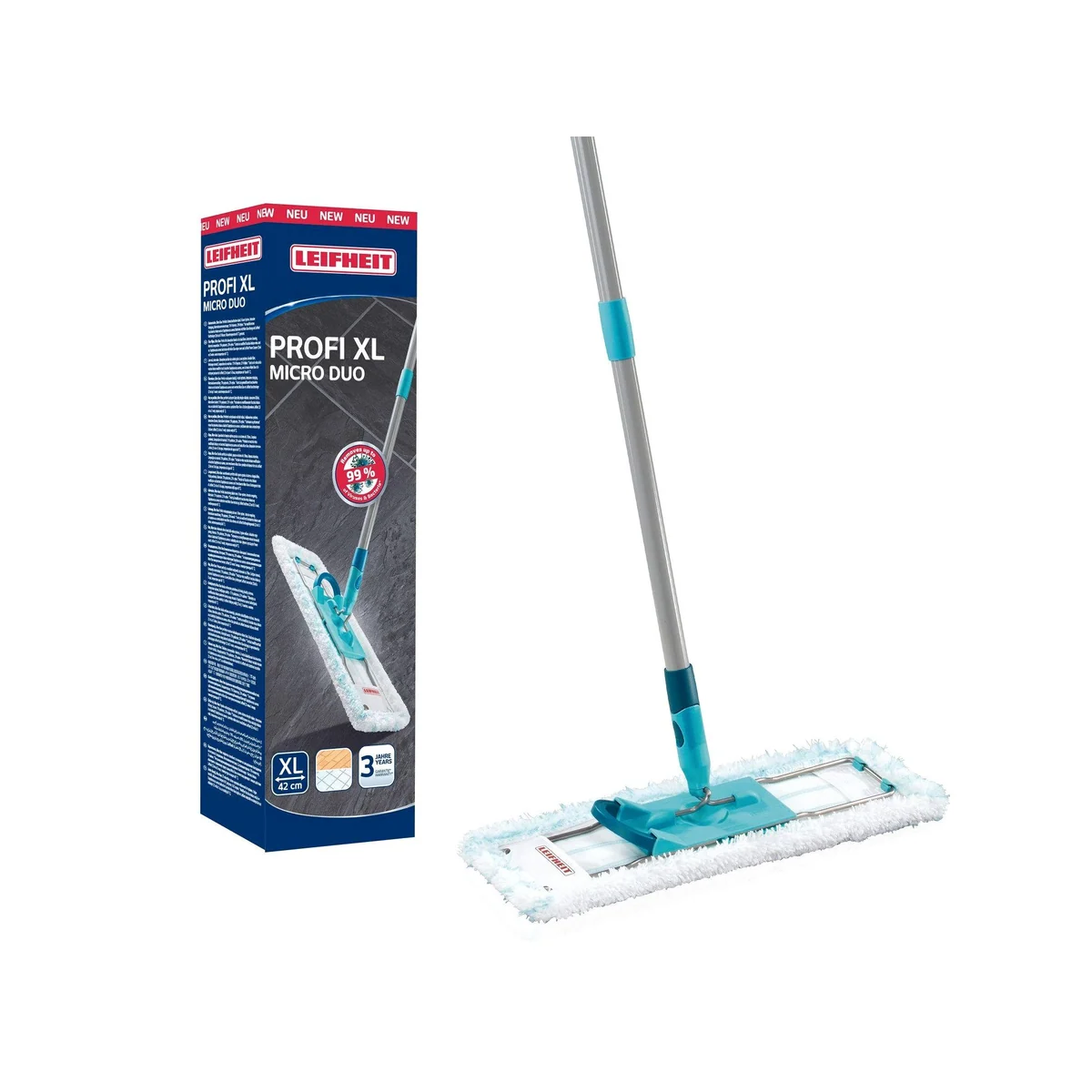 Leifheit Profi XL micro duo Wischmopp, 42 cm Wischbreite, waschbar bei 60°C, ergonomisch