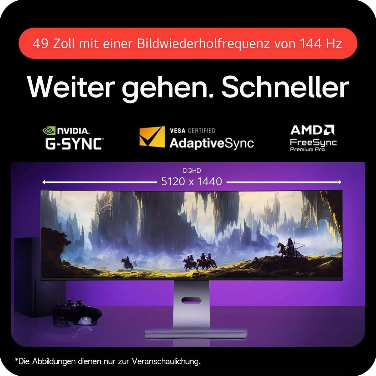 LG 49U950A Curved-Gaming-Monitor, 49 Zoll, DQHD, 144 Hz, HDR10 5