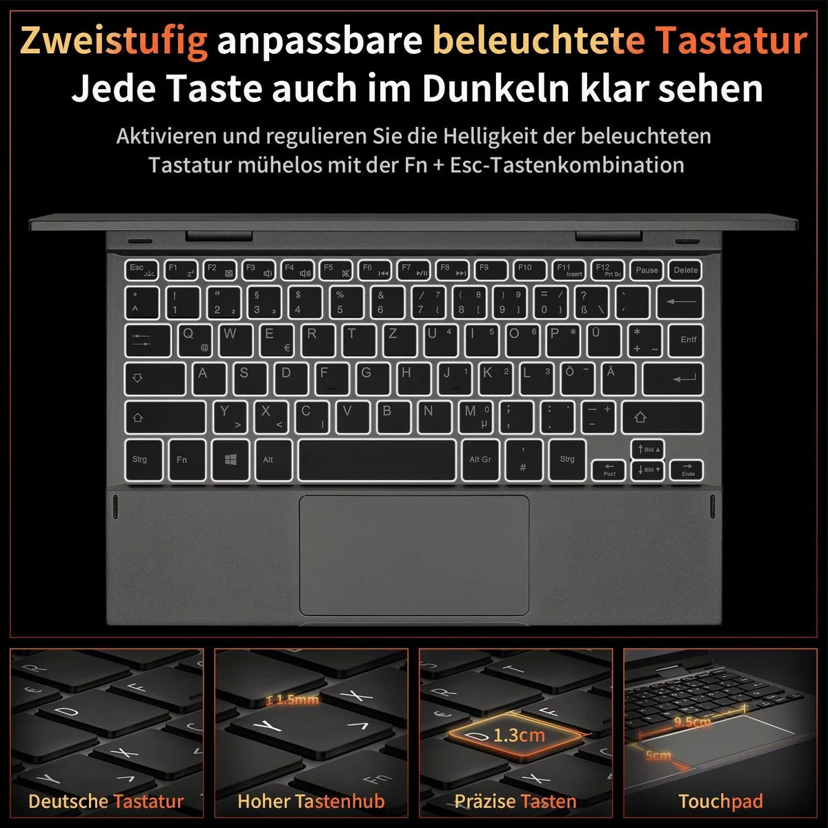 LONGEVINCE 10,95'' 2-in-1 Notebook, 360° drehbar, Touchscreen & Stift — kompakt, leistungsstark, vielseitig 2