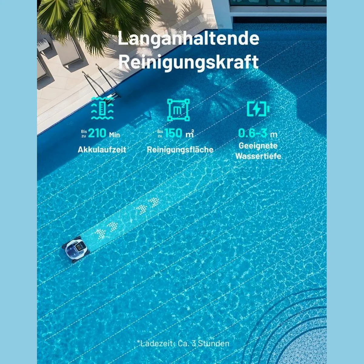 Mammotion SPINO E1 Poolroboter, kabellos, 210 Min Laufzeit, 5 Reinigungsmodi 2