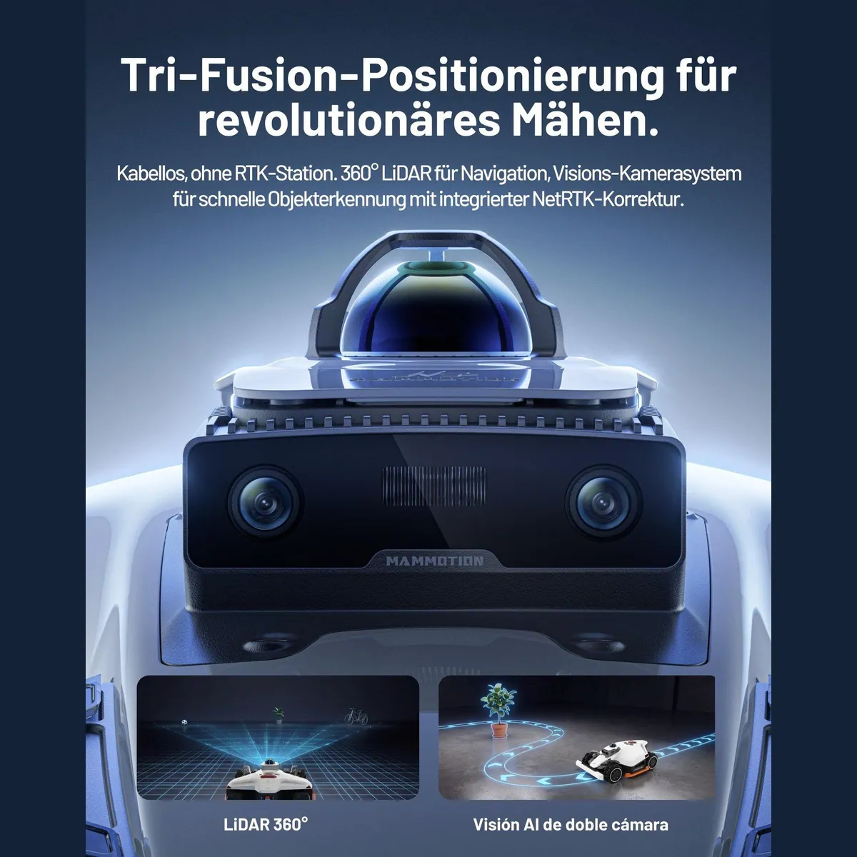 Mammotion LUBA 3 AWD, Rasenmähroboter ohne Begrenzungskabel, Allradantrieb, AI Vision 4