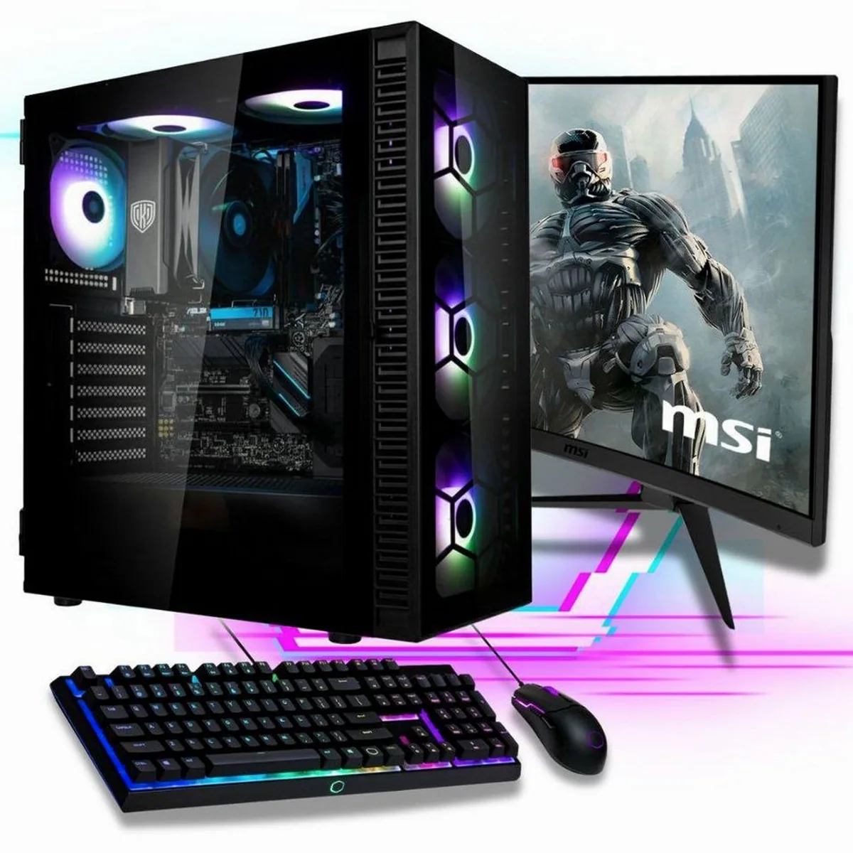 Meinpc Gaming-PC Set, 27" Monitor, AMD Ryzen 7, 32 GB RAM, 1000 GB SSD