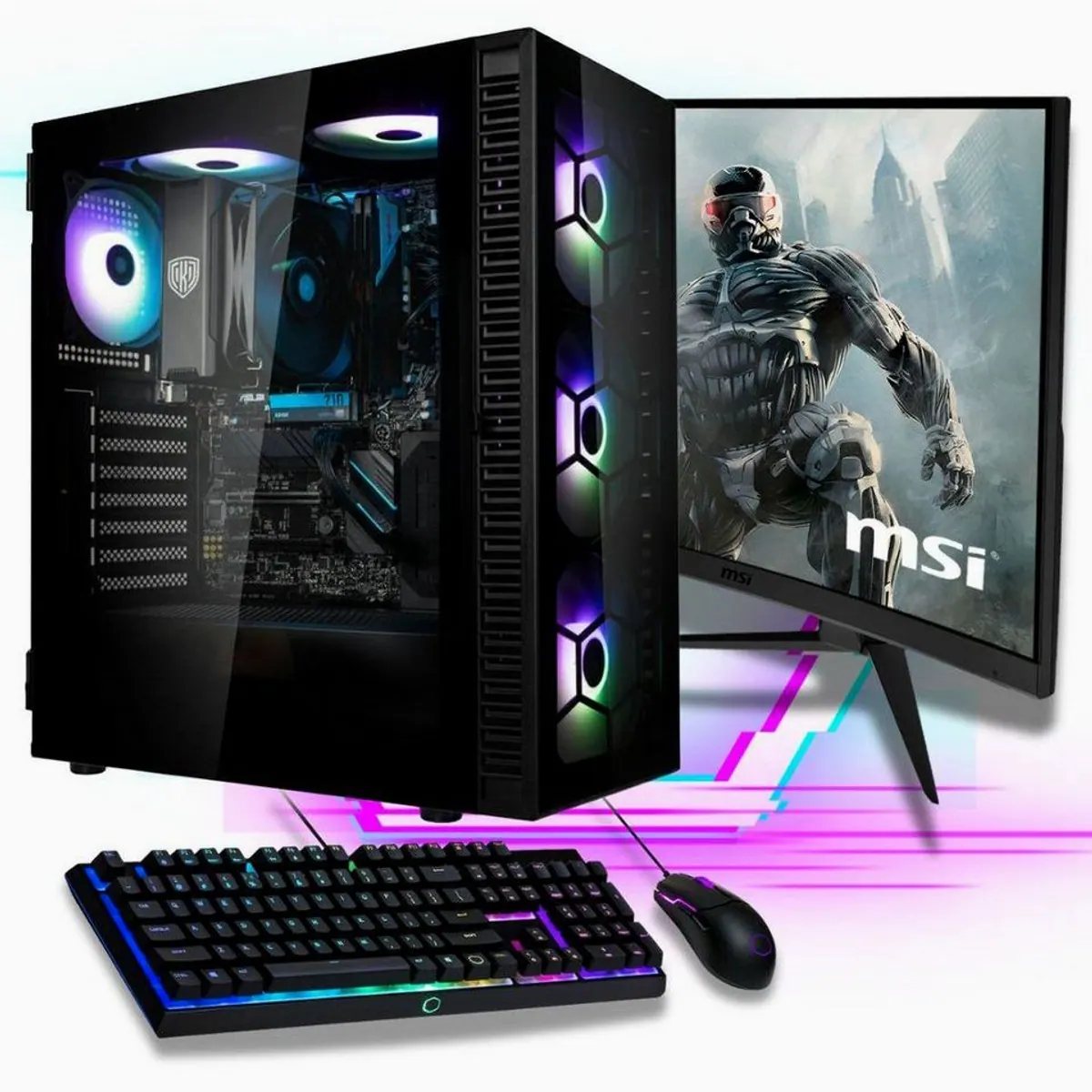 Meinpc Gaming-PC Set, 27" Monitor, AMD Ryzen 7, 64 GB RAM, 1000 GB SSD