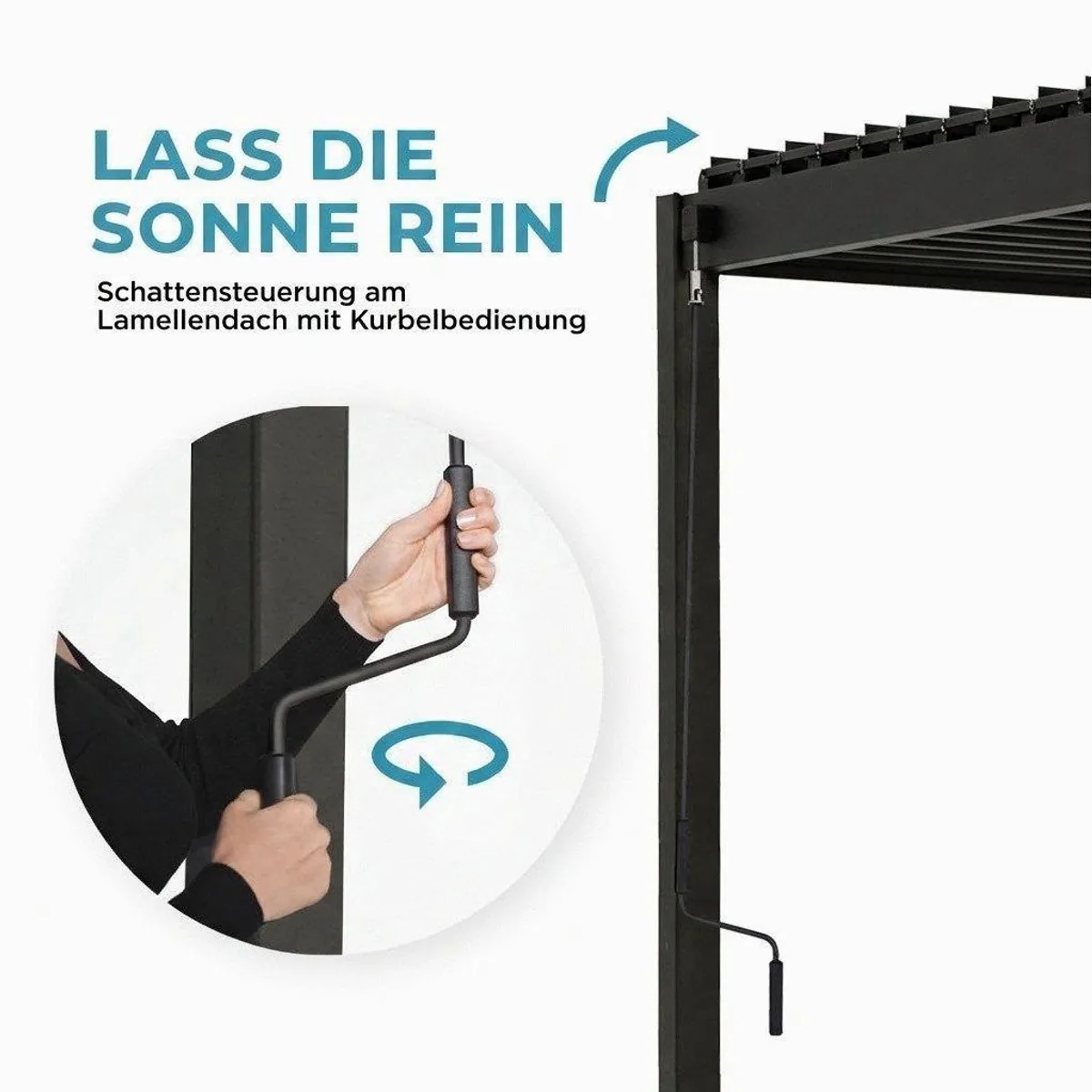 Mirador Pergola 80S Pavillon, wetterfestes Lamellendach, stabiler Stahl 3